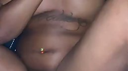 Chubby, Ebony lady is holding her legs spread wide open while getting fucked very hard
