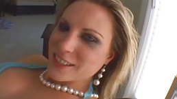 Anal sex loving milf with blonde hair is holding her legs lifted high while getting fucked