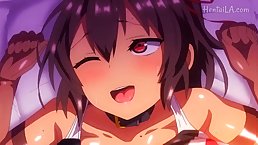 Hentai brunette is getting fucked the way she likes the most and moaning from pleasure while cumming