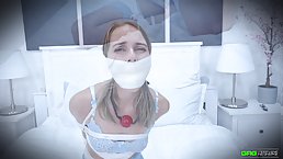 Gagged babe with glasses, Chloe got tied up the other day and liked how it felt