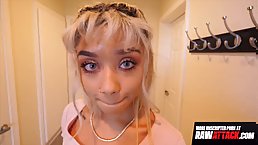 Amateur blonde, Gia Dibella gave a titjob and a blowjob to her lover, before they had sex