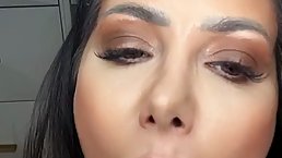 Brunette mom with huge melons masturbates on cam