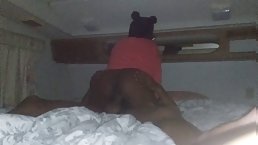 Amateur ebony couple fucks in trailer
