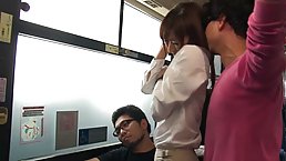 Japanese girl banged in public transport