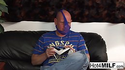 Bombshell brunette MILF has hot sex infront of her cuckold husband