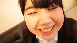 Asian teen schoolgirl sucks dick and gets oral creampie