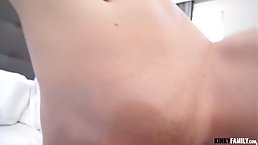 Slender blonde stepsis gets her pussy pounded in the morning
