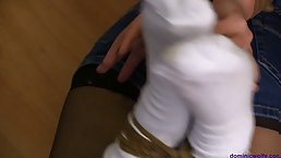 Young brunette with pretty face gets bounded and gagged