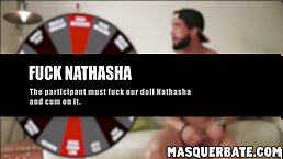 Muscular guy tries to fuck clear inflatable doll