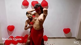 Amateur Indian couple celebrating Valentine`s Day