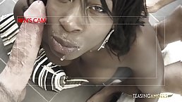 Nice ebony girl gets fucked by two white guys at once