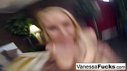 Busty blonde MILF Vanessa Cage gets fucked by her lover in a hotel room