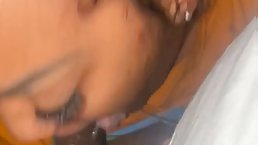 Amateur ebony MILF sucks BBC