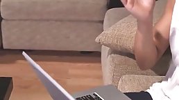 Hot ebony babe gets blindfolded, tied up and fucked rough