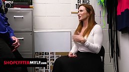Religious MILF thief begs security officer not to tell about stealing lingerie