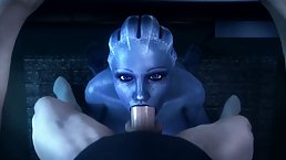 Liara T`Soni from Mass Effect deepthroats