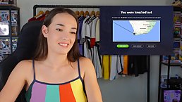 Sexy brunette girl watching porn