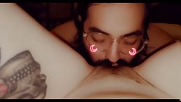 Amateur tattooed redhead gets fucked on snapchat with neon moon filter