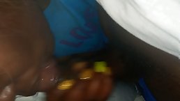 Amateur black MILF sucks dick