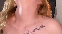 Amateur blonde with nice tits masturbates with dildo