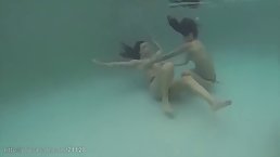 Young girls swimming and diving nude