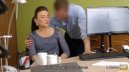 Brunette MILF pays with sex to get necessary credit