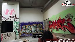 Mature brunette German MILF gets fucked in abandoned place