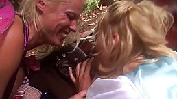 Busty MILFs Cindy, Natalia and Valerie fuck like a crazy in the woods