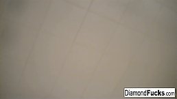 Busty brunette MILF Diamond taking shower