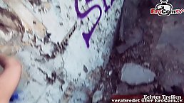 Busty brunette MILF picked up and fucked hard in abandoned place
