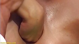 Horny brunette village girl gets her ass fisted and fucked