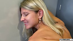 Small tits blonde Gina Gerson rides dick POV