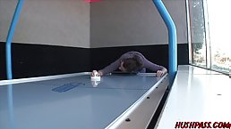 Brunette MILF Chase Evans sucks big dick after playing arcade game
