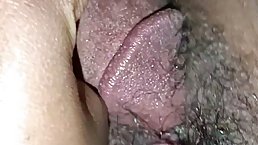 Closeup cum inside ebony pussy
