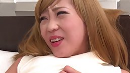 Small tits redhead Japanese girl gets her pussy plowed and jizzed