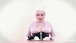 Big boobs blonde MILF Arya Grander food fetish female domination video