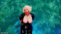 Busty blonde MILF in latex gets bounded