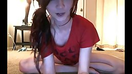 Young redhead girl plays with her pussy on webcam