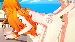 Nami and Nico from "One piece" getting fucked by Pirate King (uncensored)