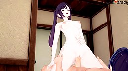 Mona from "Genshin Impact" rides dick POV (Hentai)