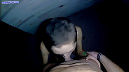 Amateur short-haired brunette girl blowjobs and fucks POV