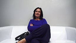 Huge boobs mature brunette Alena gets fucked at casting