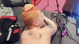 Amateur redhead MILF gets fingered by inked guy