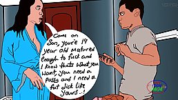Busty brunette MILF fucks with her stepson (Hentai)