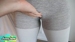 Horny babe JizzyJane gets cum in her Yoga pants