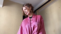 Amateur busty brunette MILF gets fucked POV till squirt