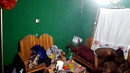 Amateur black couple have hot sex at home