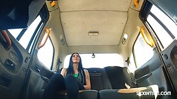 Horny tattooed brunette MILF free rides Taxi