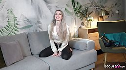 Sexy blonde MILF Micky Muffin rides dick and gets cum dripping anal creampie