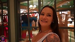 Big ass tattooed brunette MILF fucks with a clown